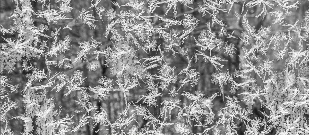 pattern of frost on a glass window making a whimsical pattern