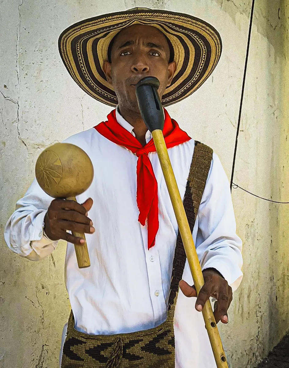 Colombia street musician in hat