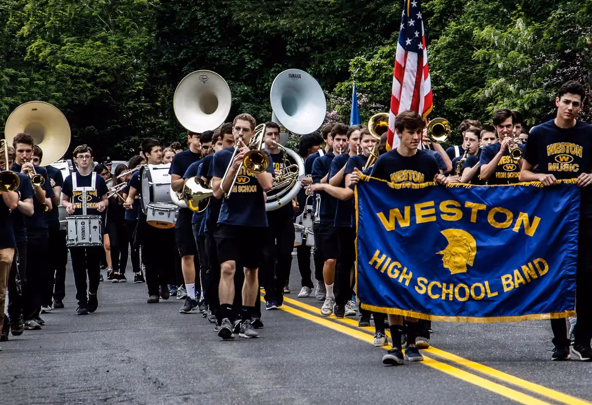 High School band playing in the Memorial Day Parade