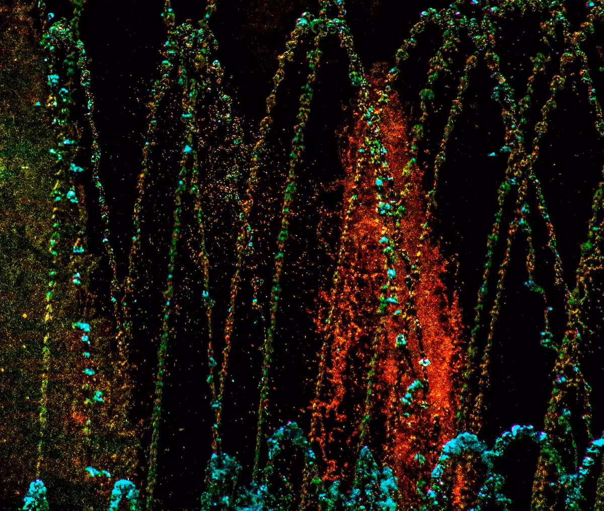 Barcelona, Spain,Magic Fountain of Montjuic: abstract, close up, colorful water patterns