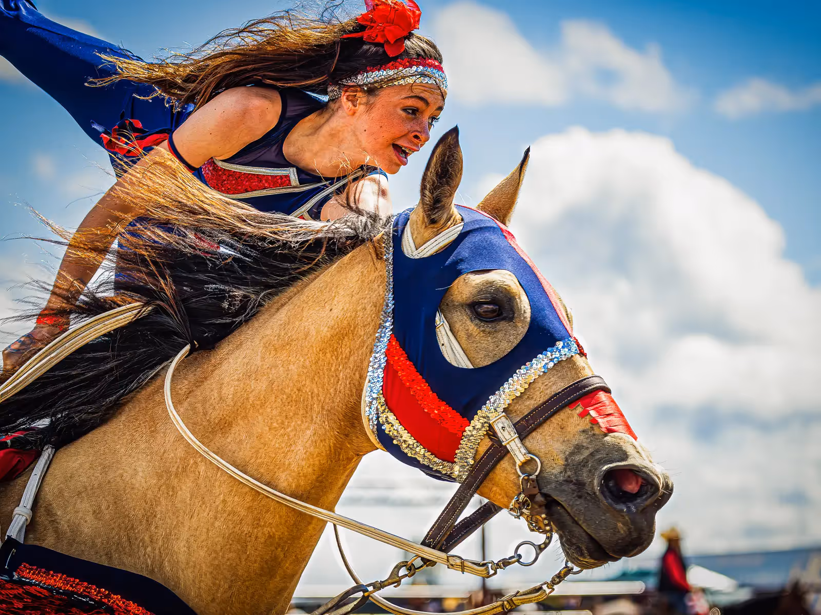 Goshen NY Rodeo: horse riding, patriotic dress
