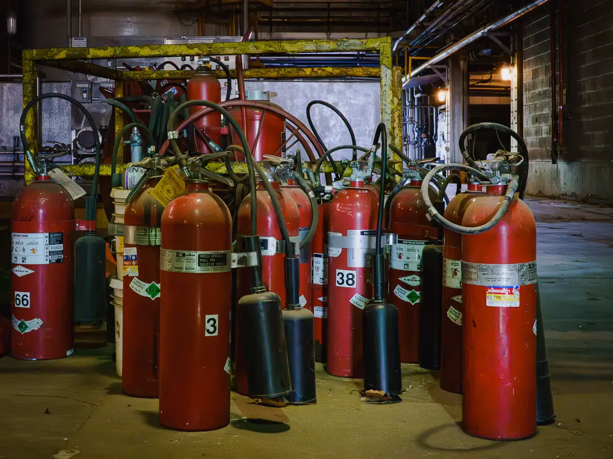 Manresa Island Power Plant: abstact, rust, peeling paint, shadows, light, fire hydrants