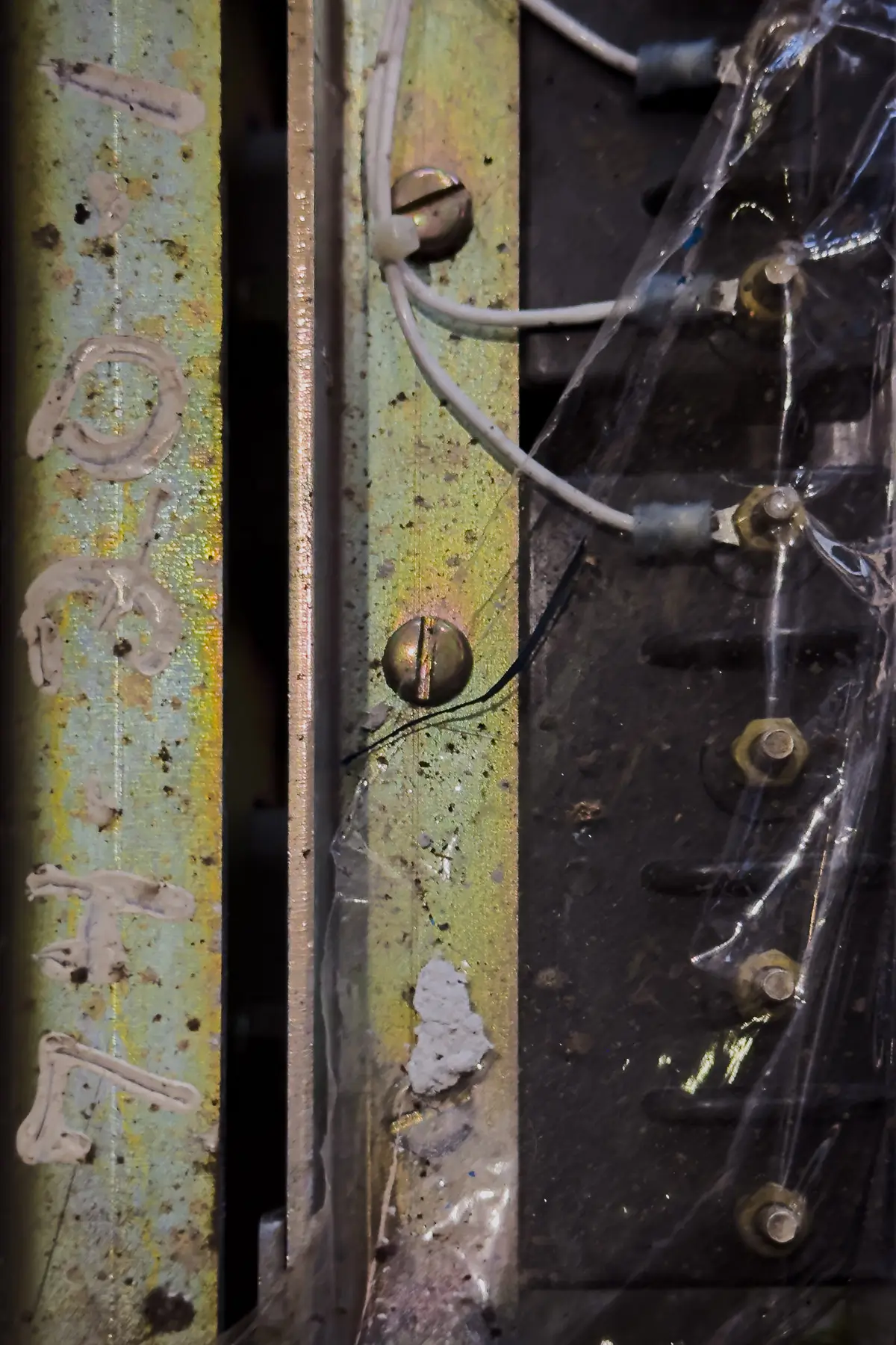 Manresa Island Power Plant: abstact, rust, peeling paint, shadows, light