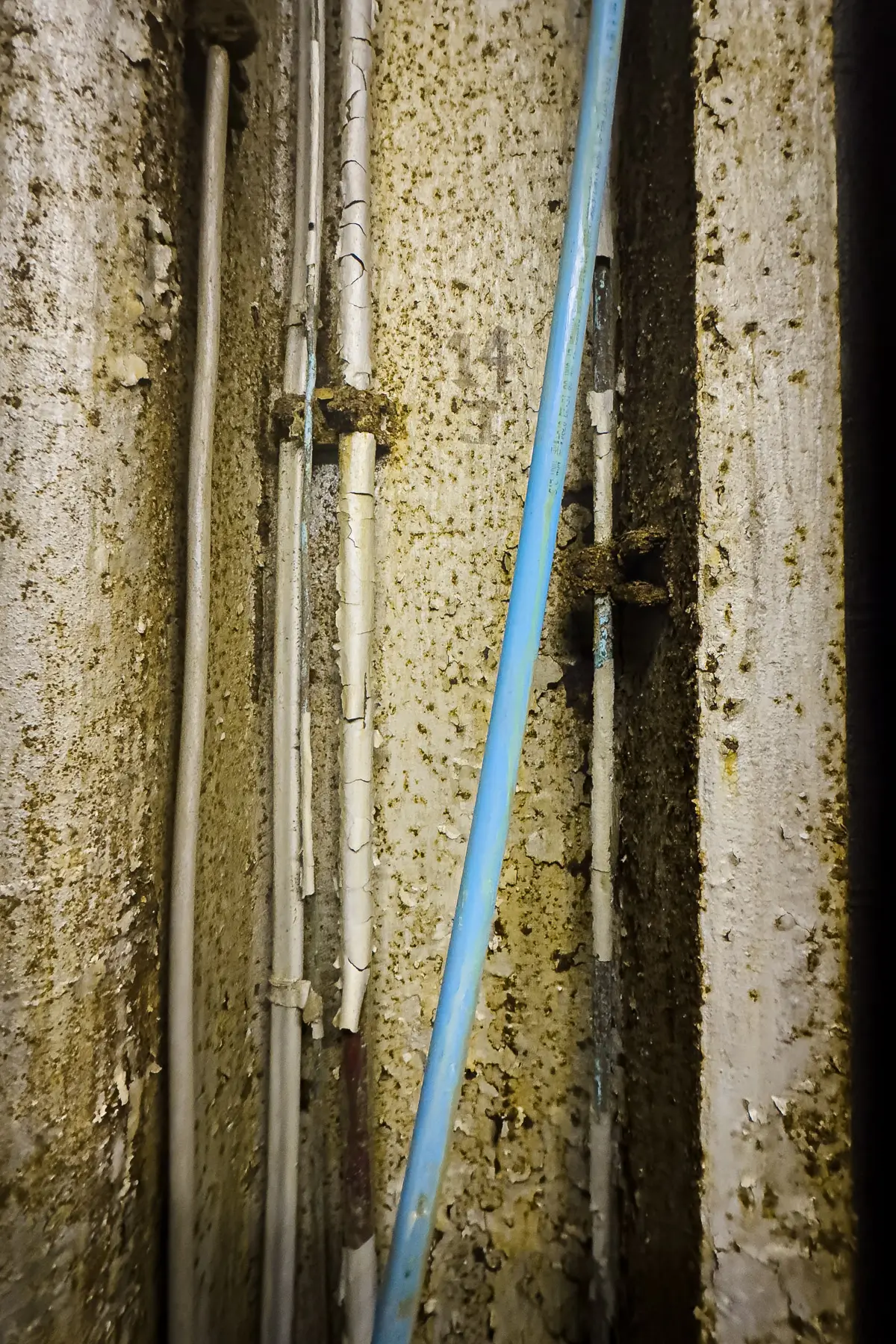 Manresa Island Power Plant: abstact, rust, peeling paint, shadows, light