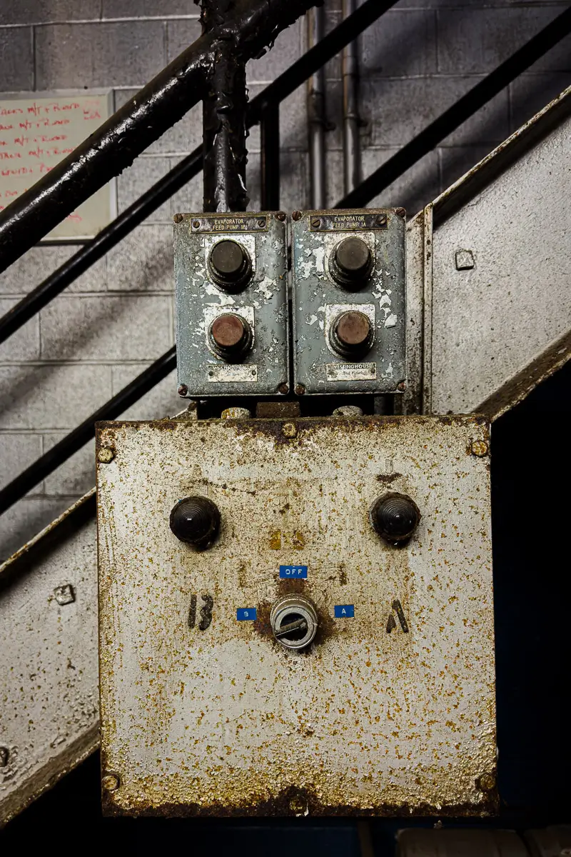 Manresa Island Power Plant: abstact, rust, peeling paint, shadows, light, abstract face