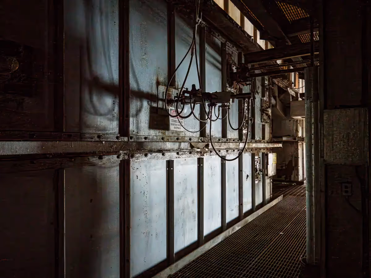 Manresa Island Power Plant: abstact, rust, peeling paint, shadows, light