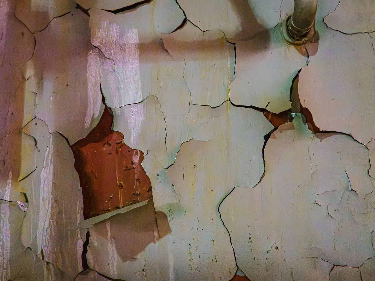 Manresa Island Power Plant: abstact, rust, peeling paint, shadows, light