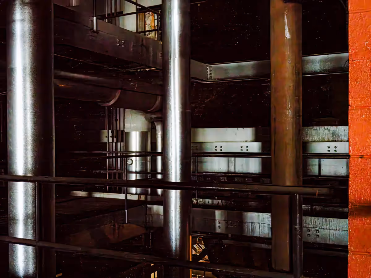 Manresa Island Power Plant: abstact, rust, peeling paint, shadows, light