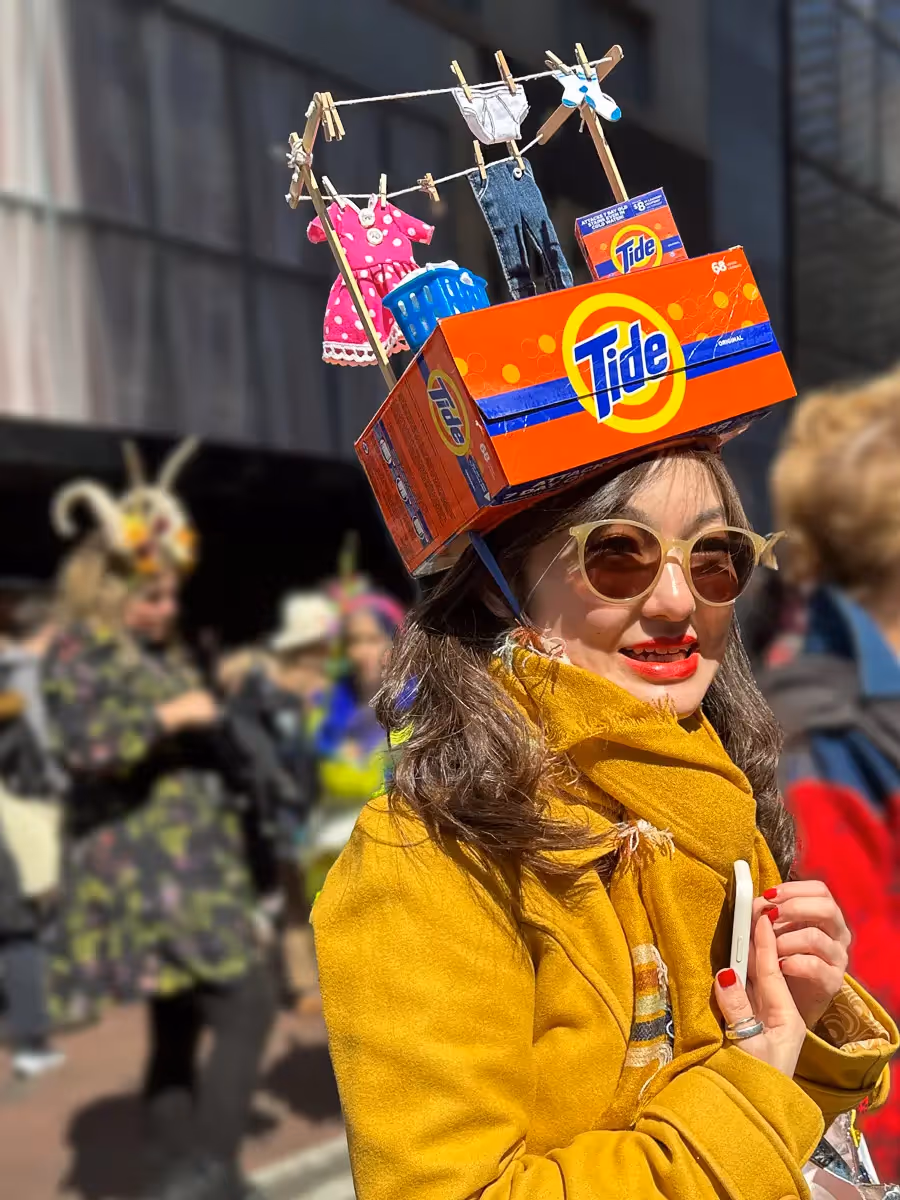 2024 Easter Bonnet Parade, NYC: Tide laundry hat