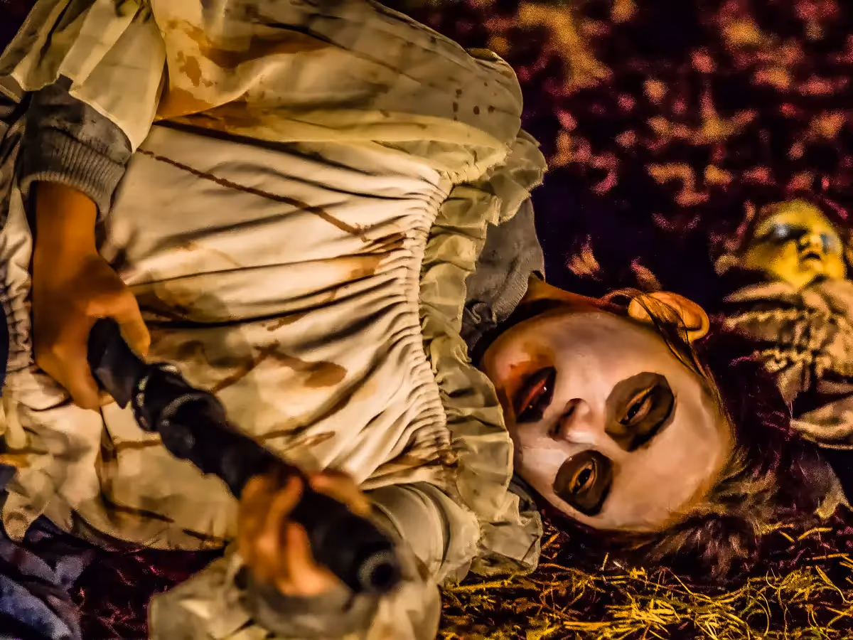 2020 Lachat Farm, Weston, CT: Halloween Haunt-dead girl on ground