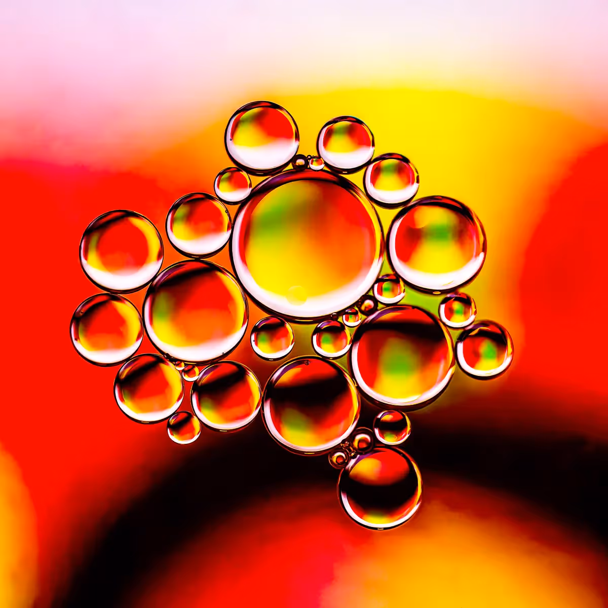 Immiscible: abstract of oil and water with a colorful background. 