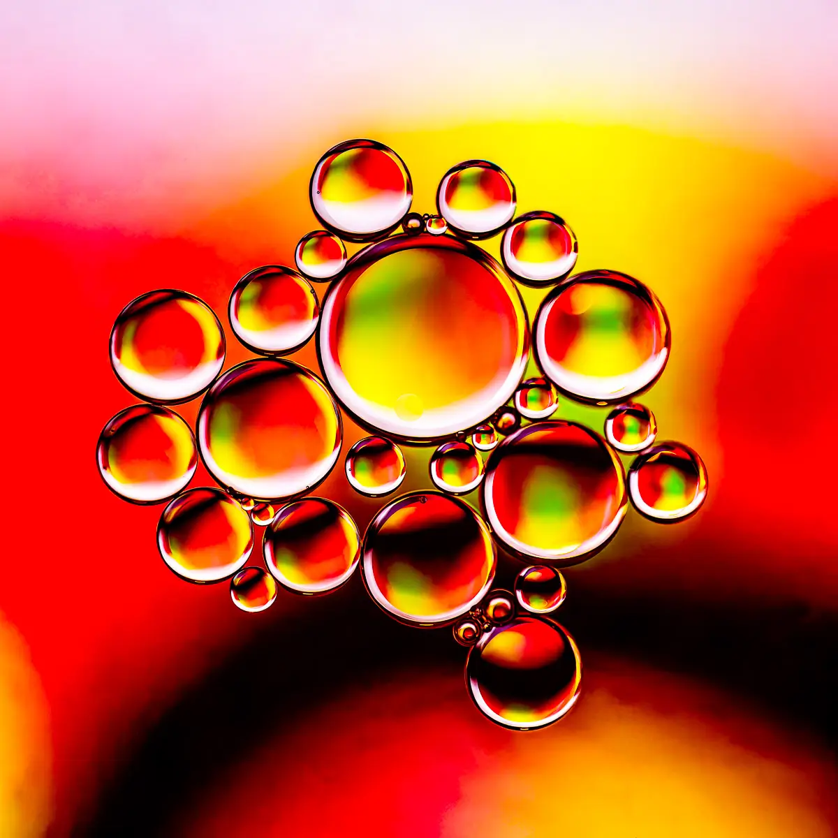 Immiscible: abstract of oil and water with a colorful background. 