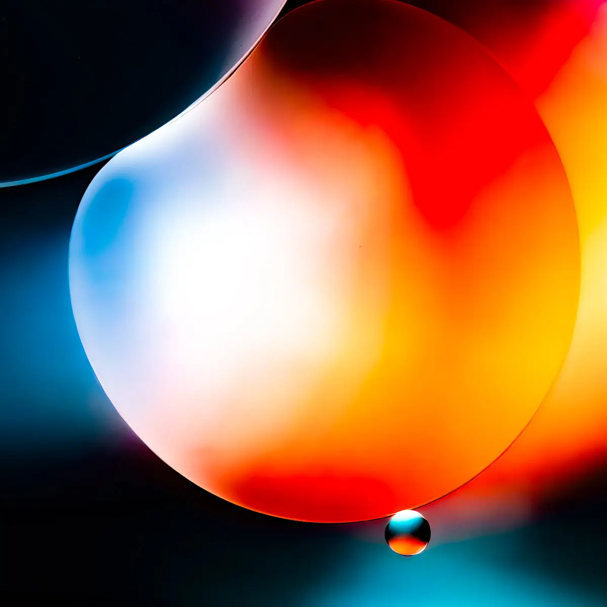 Immiscible: abstract of oil and water with a colorful background. 