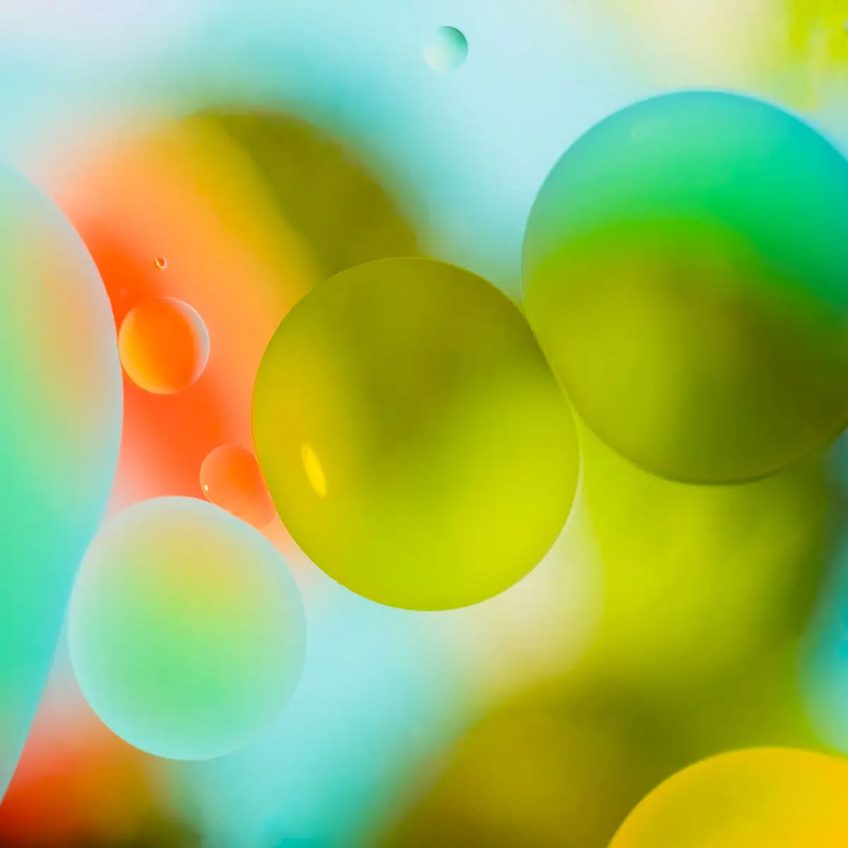 Immiscible: abstract of oil and water with a colorful background. 