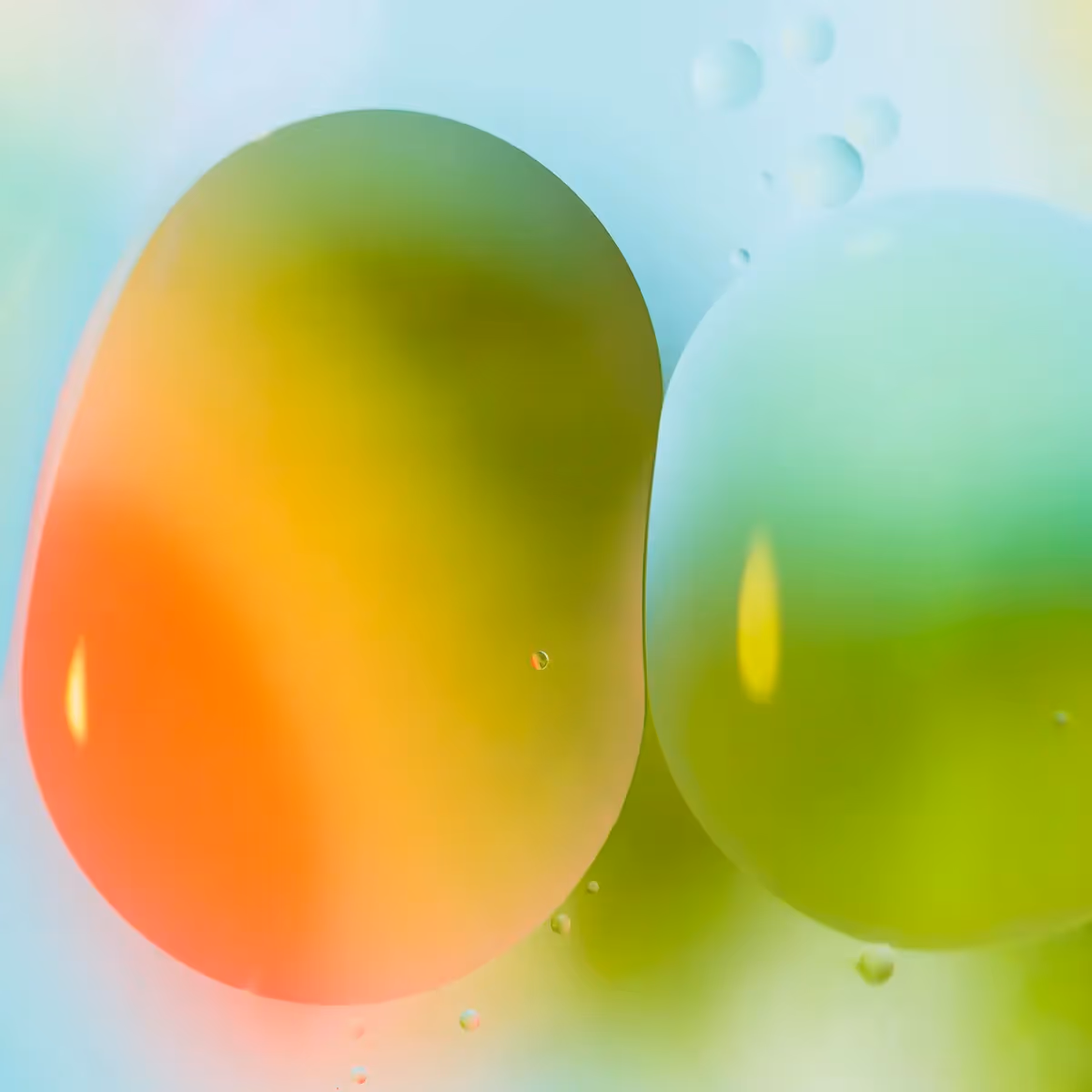 Immiscible: abstract of oil and water with a colorful background. 