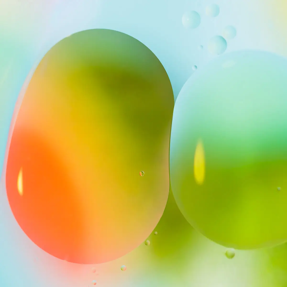 Immiscible: abstract of oil and water with a colorful background. 