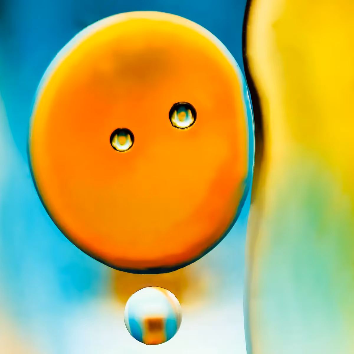 Immiscible: abstract of oil and water with a colorful background. 