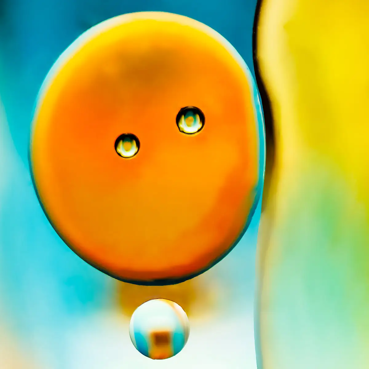 Immiscible: abstract of oil and water with a colorful background. 