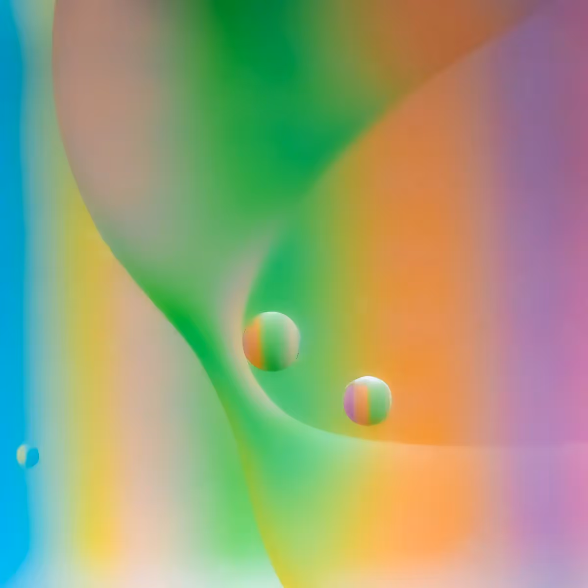 Immiscible: abstract of oil and water with a colorful background.  Pastel colors