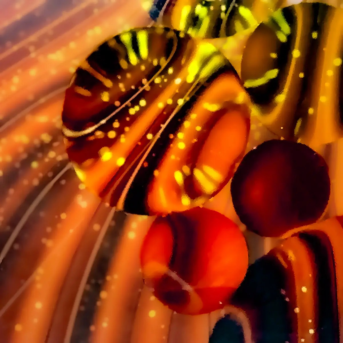 Immiscible: abstract of oil and water with a colorful background. 