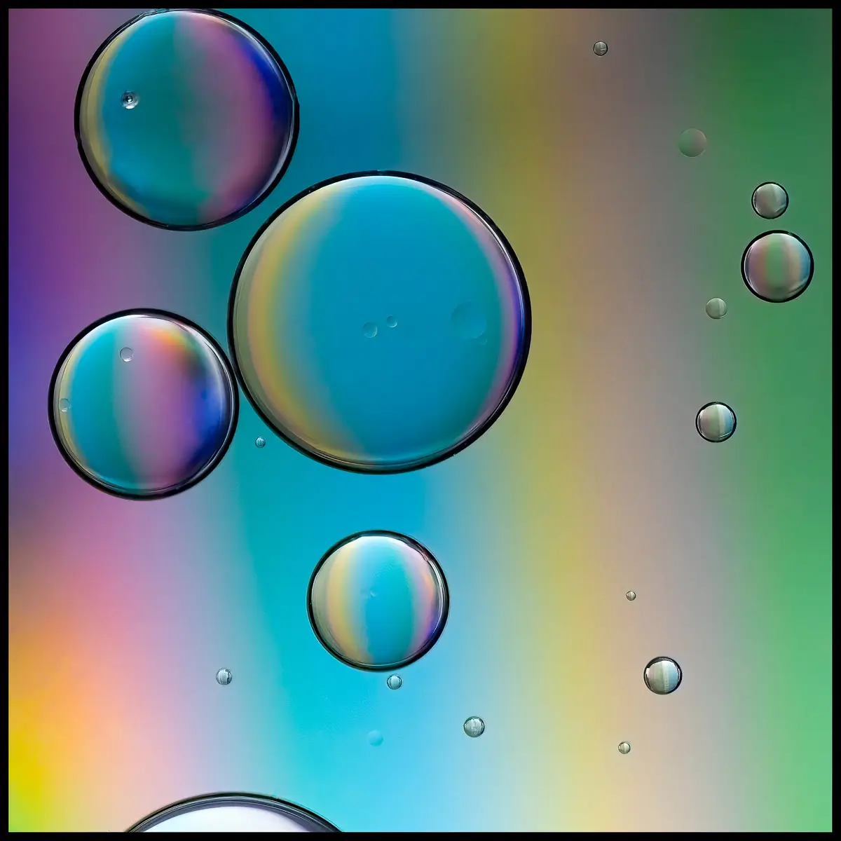Immiscible: abstract of oil and water with a colorful background. 