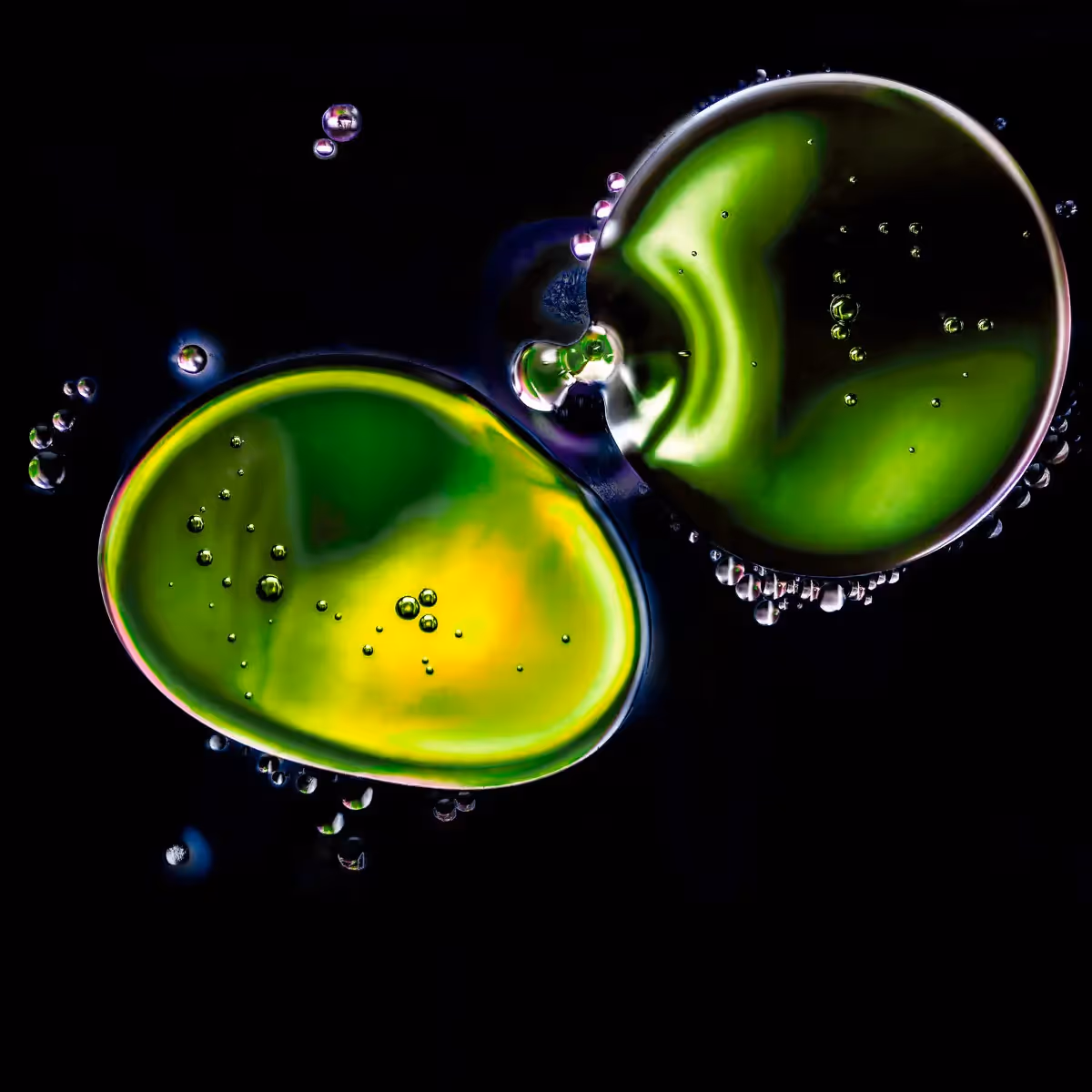 Immiscible: abstract of oil and water with a colorful background. 