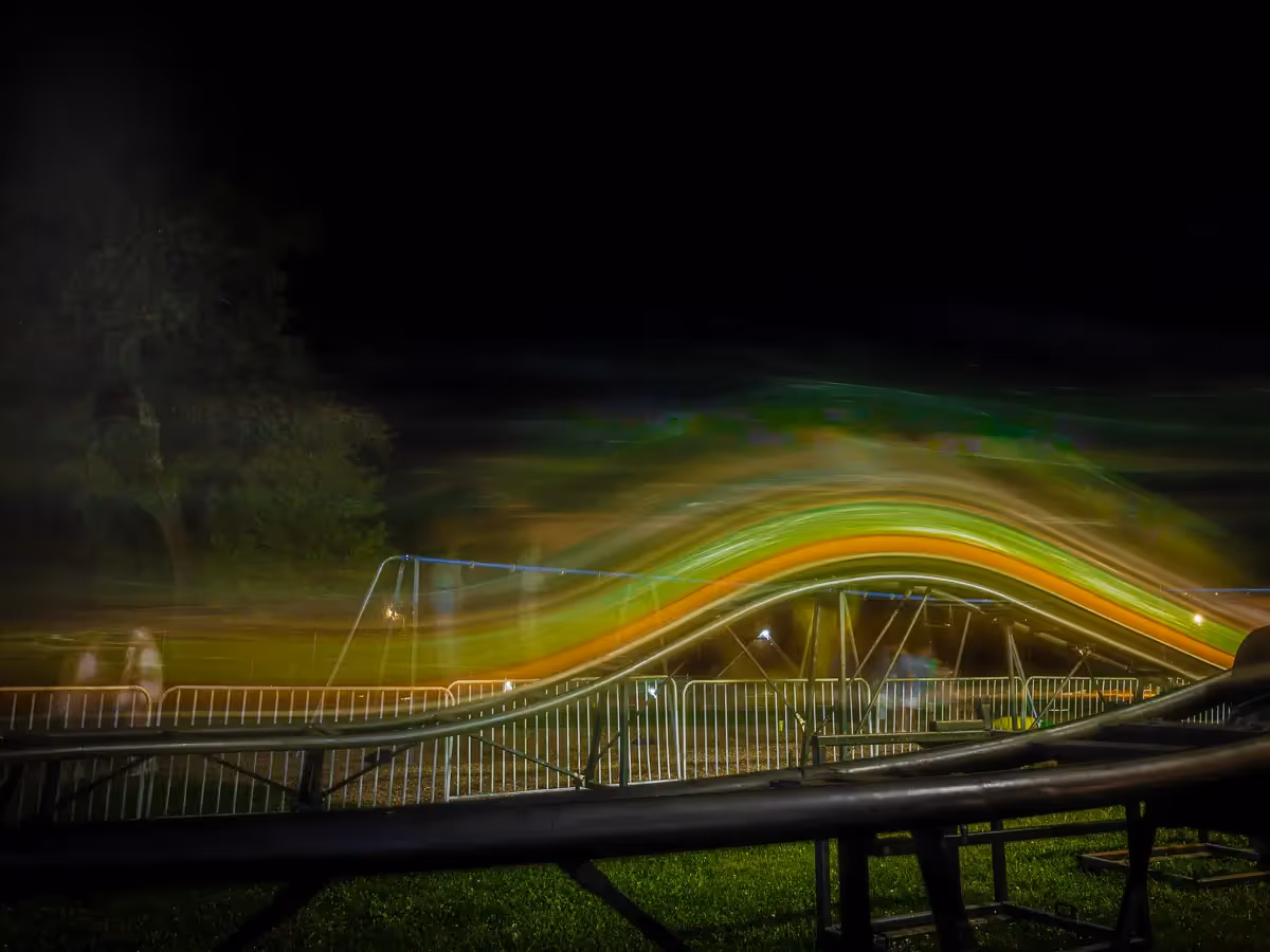 Memorial Day Fair Roller Coaster lights blurred