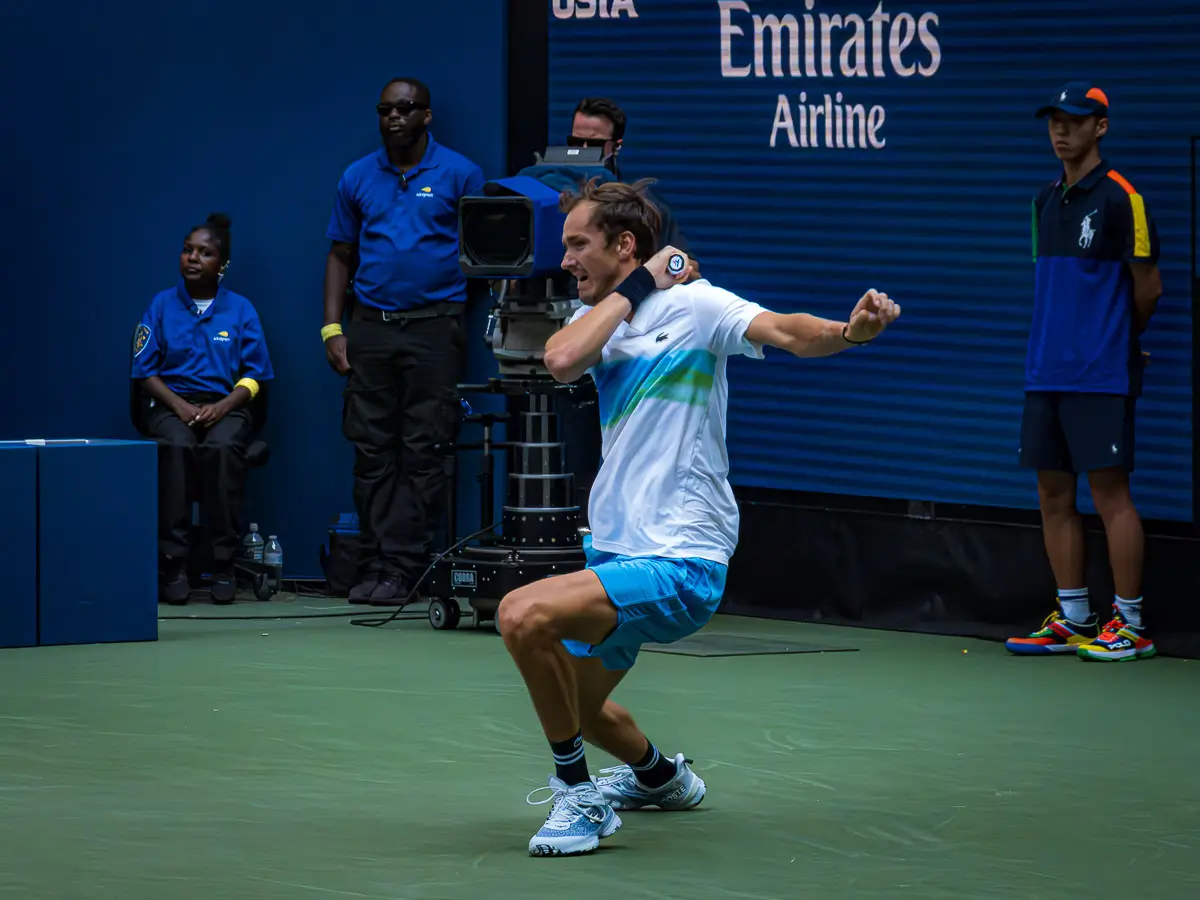 US Open tennis, Flushing NY: Medvedev crouched