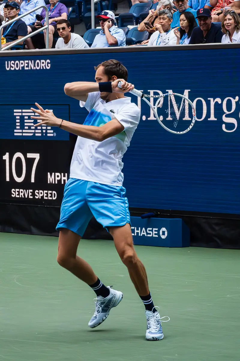 US Open tennis, Flushing NY: Medvedev full swing over the shoulder