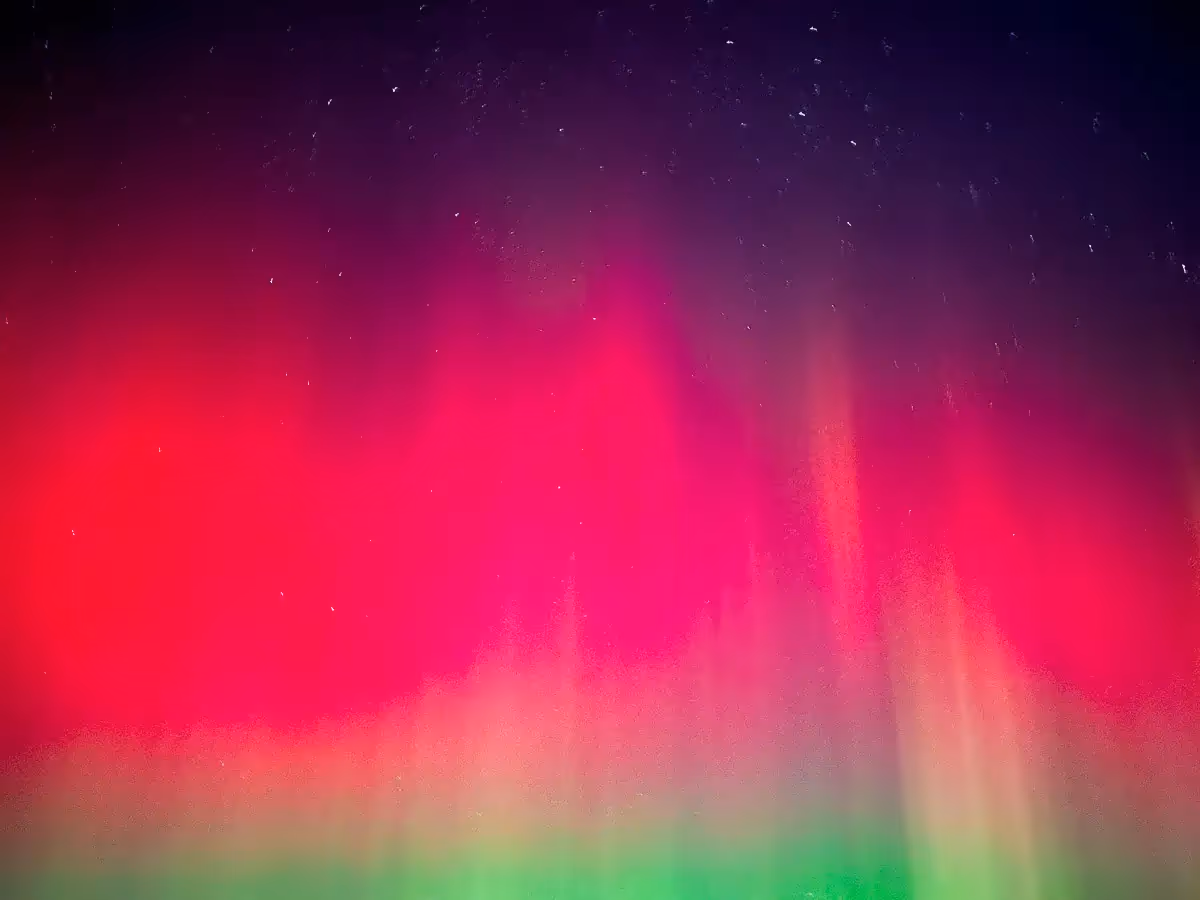 Aurora Borealis of pink and green and purple in the sky  in Weston, CT