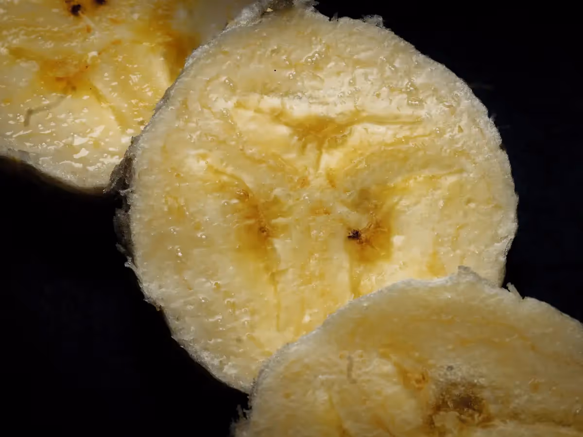 macro shot of slices of banana