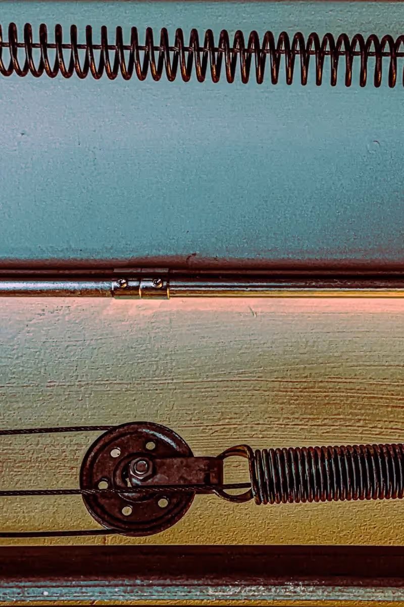 abstract of garage door springs and pulleys