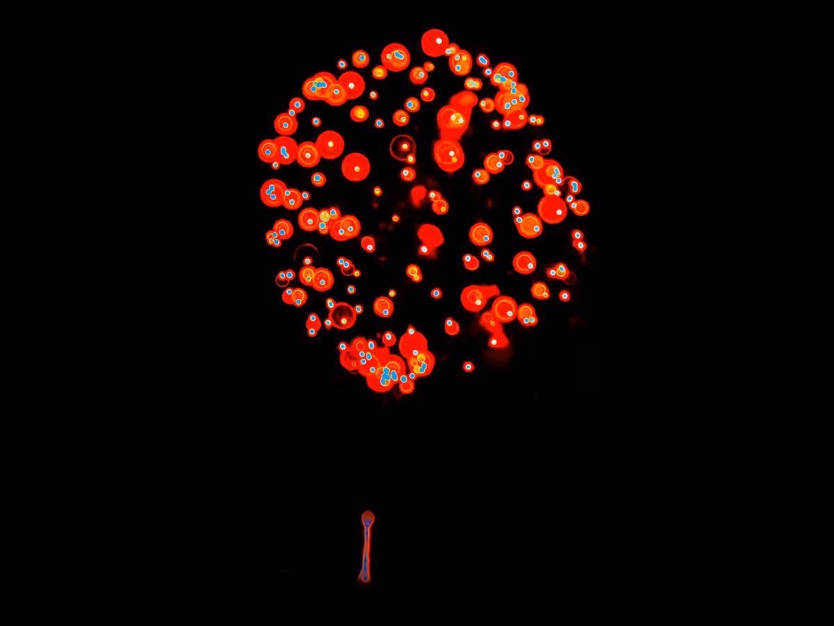 Abstract fireworks: red balloon
