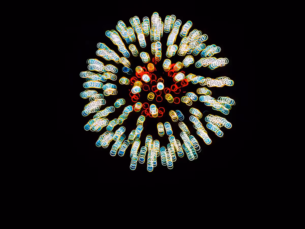 Abstract fireworks: springs of color, slinky
