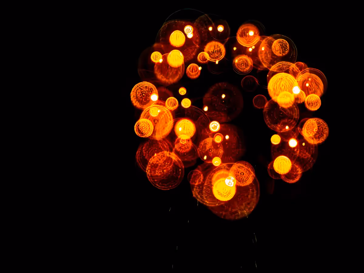 Abstract fireworks: golden ring of bulbs