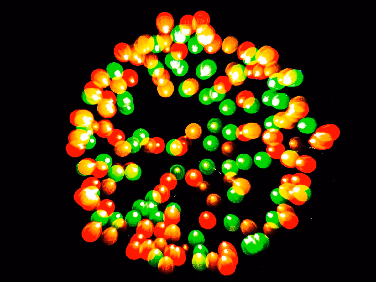 Abstract fireworks: colorful circles, reminds me of candy drops