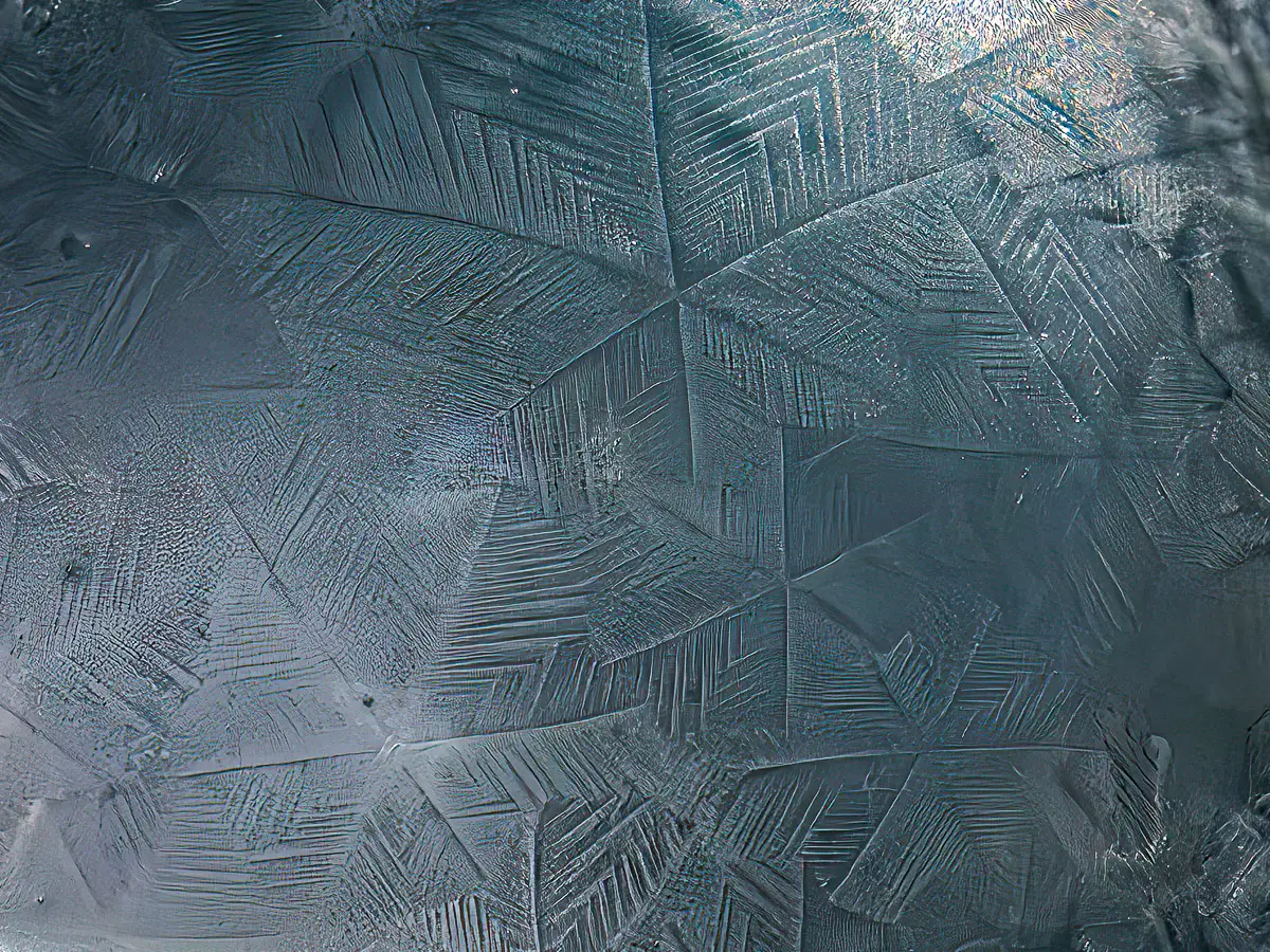 macro shot of a frozen bubble showing a repeating pattern