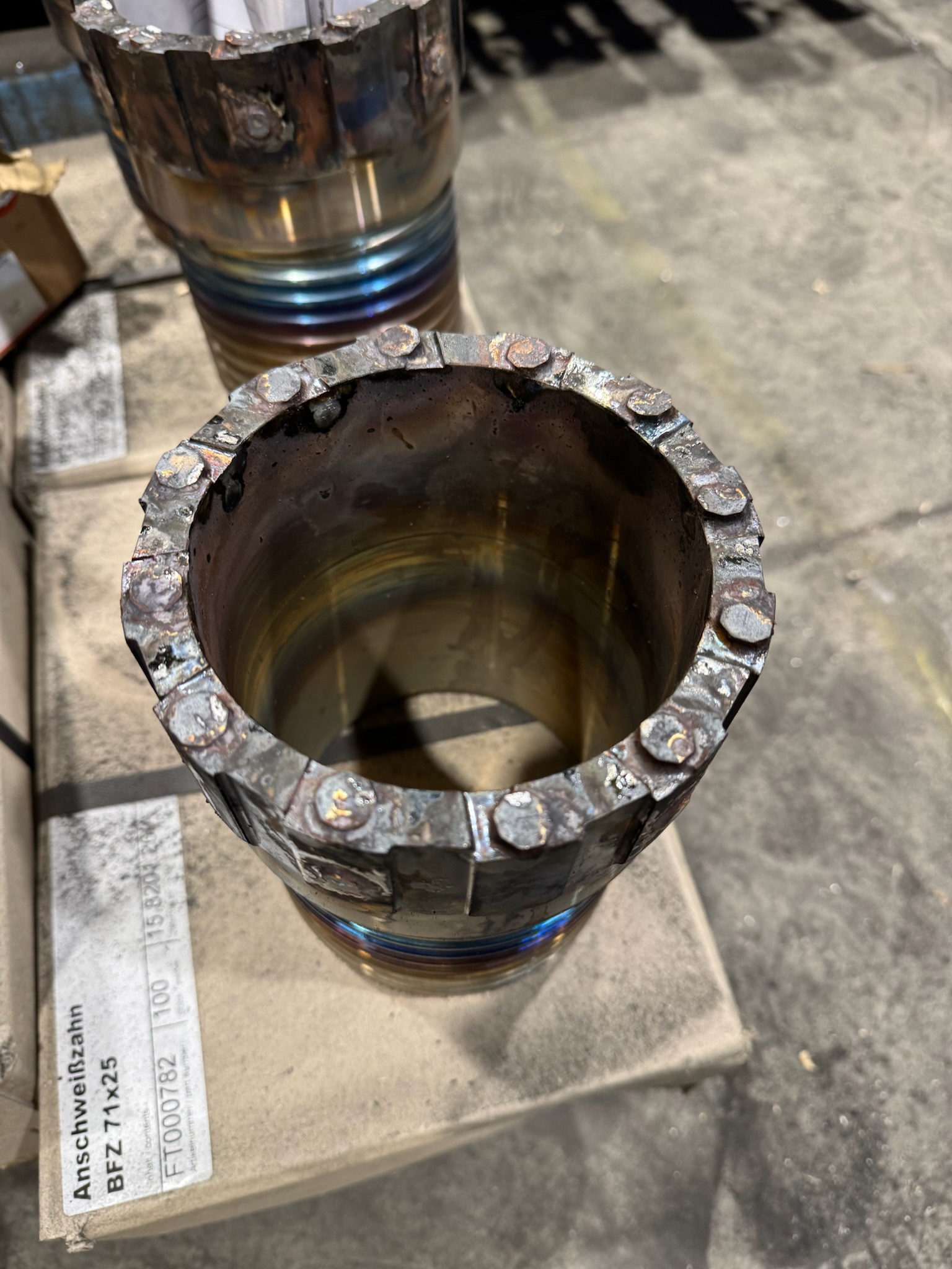 Ringbohrkrone mit Anschweißzähnen, Draufsicht, Zipp Industries