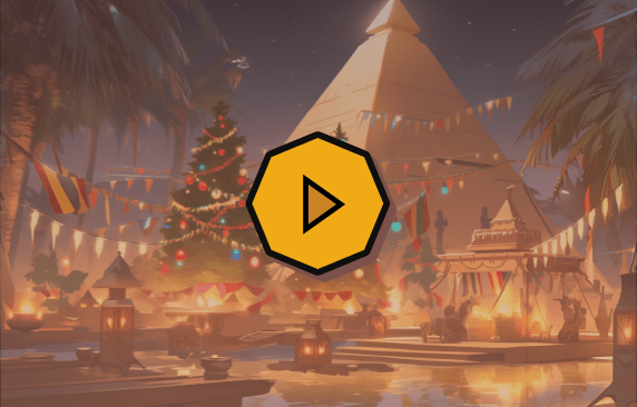 Afbeelding plaatje waarin een kerstboom en een piramide te zien is