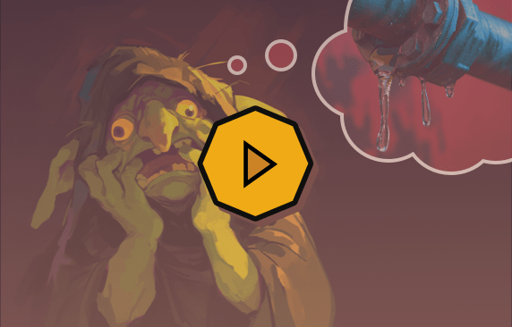 Afbeelding plaatje waarin je een doodsbange Goblin ziet die denkt dat hij een lekkende pijp hoort