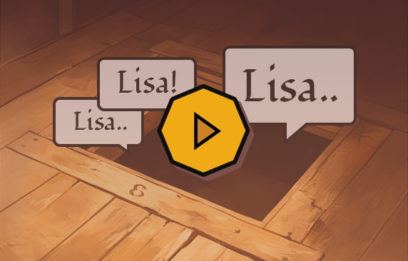 Afbeelding plaatje waarin je een luik in de grond ziet waaruit iemand 'Lisa' roept