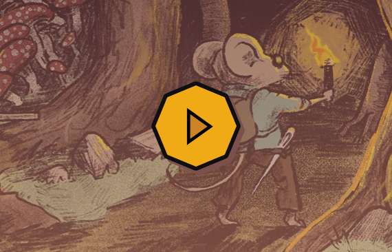 Aflevering plaatje waarin je een dappere muis ridder met een naald als wapen ziet