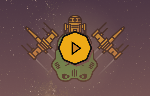 Afbeelding plaatje waarin je ons logo soort van in Star Wars stijl ziet.