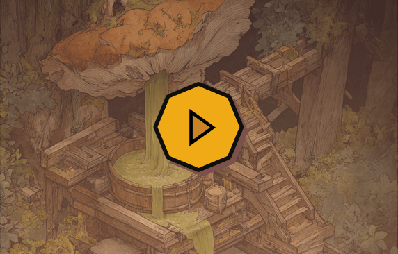 Afbeelding plaatje waarin je houten apparaat ziet die het sap van een boom opvangt.