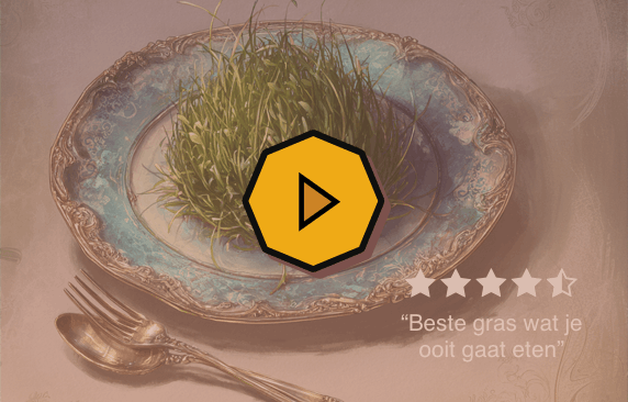 Afbeelding plaatje waarin je echt een verrukkelijk stuk gras ziet op een bord.