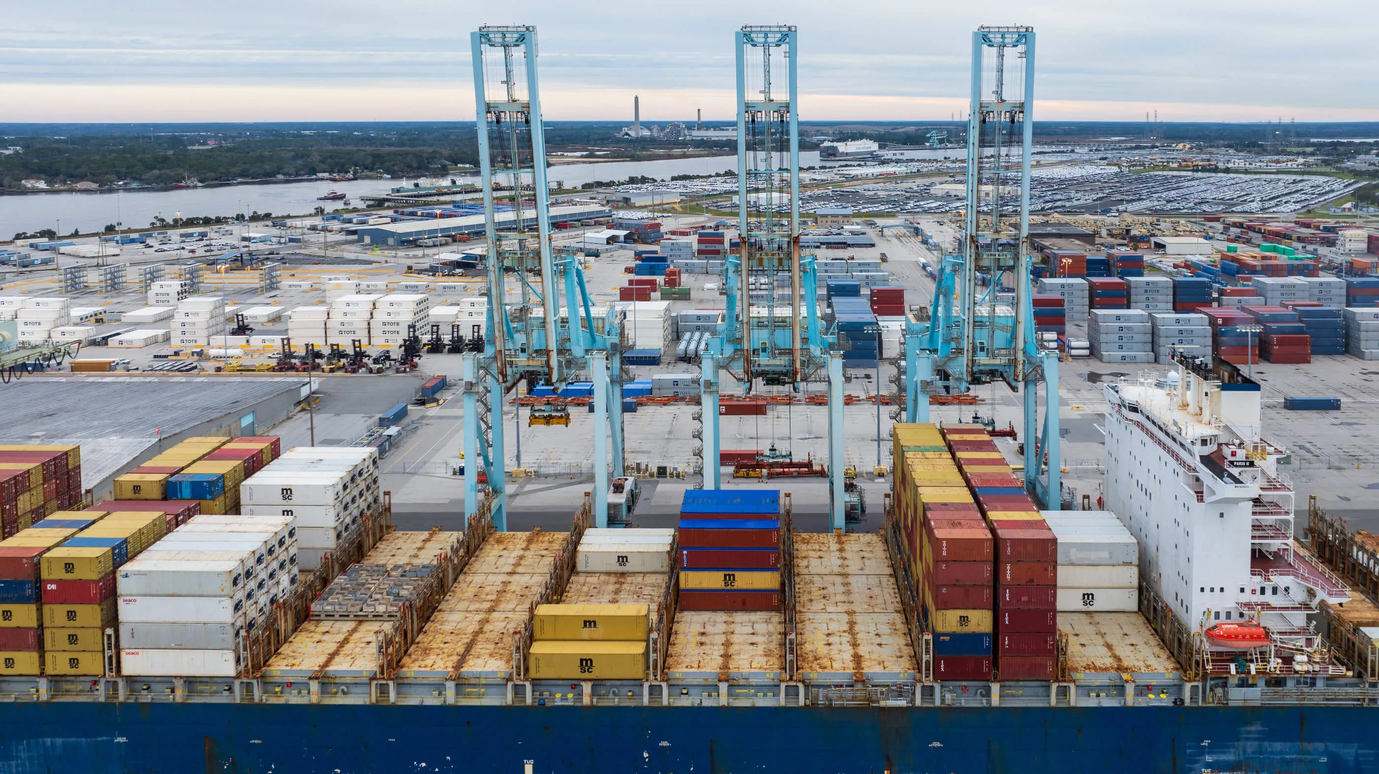 jacksonville port with cranes