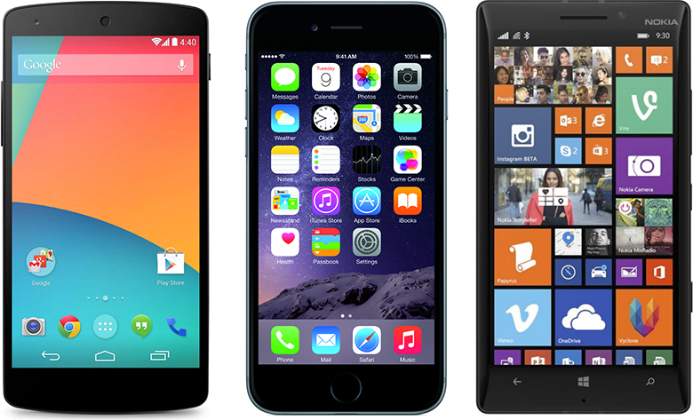 Android, iOS, Windows Phone