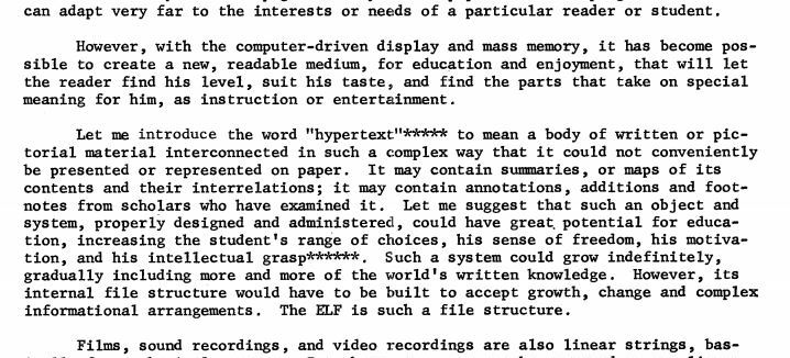 50 years ago today the word «hypertext» was introduced