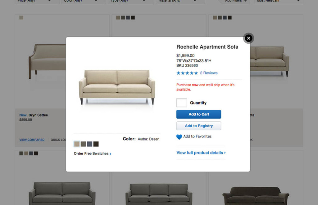Product List Usability — Avoid ’Quick View’ Overlays