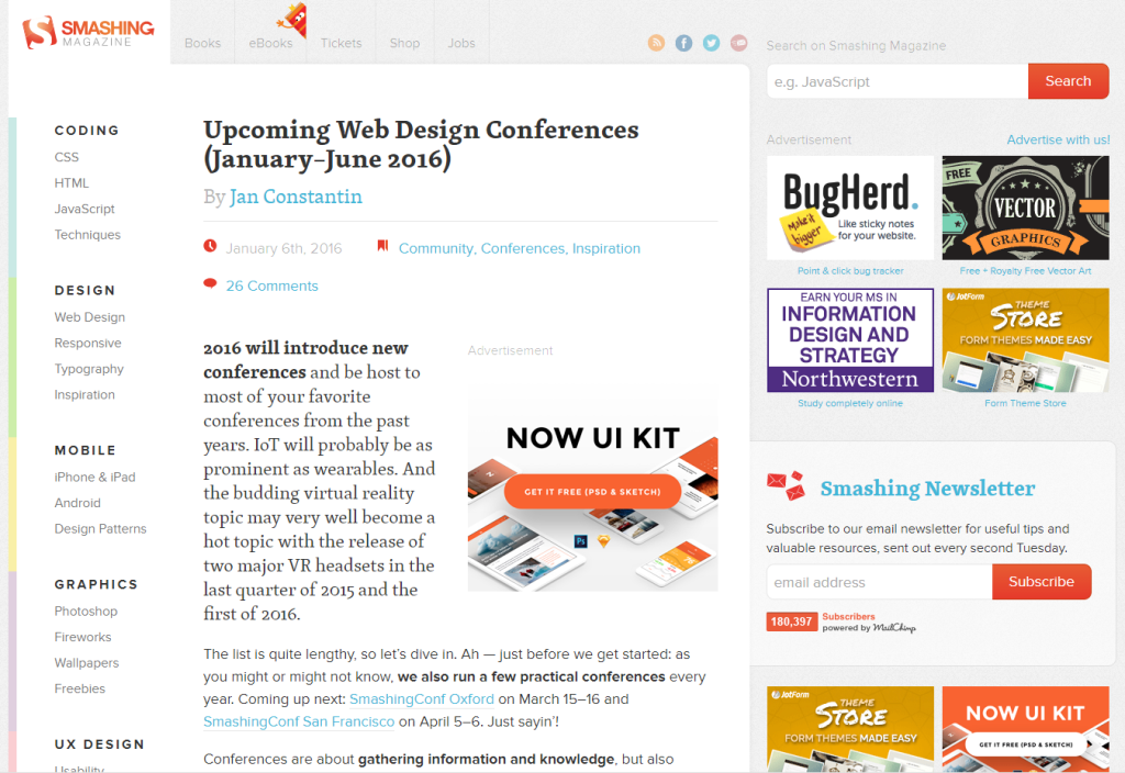 Upcoming Web Design Conferences (January—June 2016)